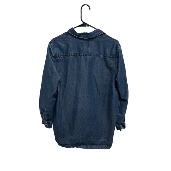 Denim & Co. Button-Up Denim Shirt Blue Sz Medium Cotton Blend Classic Retro - Picture 2 of 9